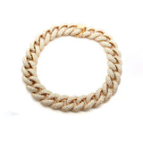 Bracelets 6" / Rose Gold 18K Gold and Puffy Micro-Pave Diamond Cuban Chain Bracelet Signature Piece