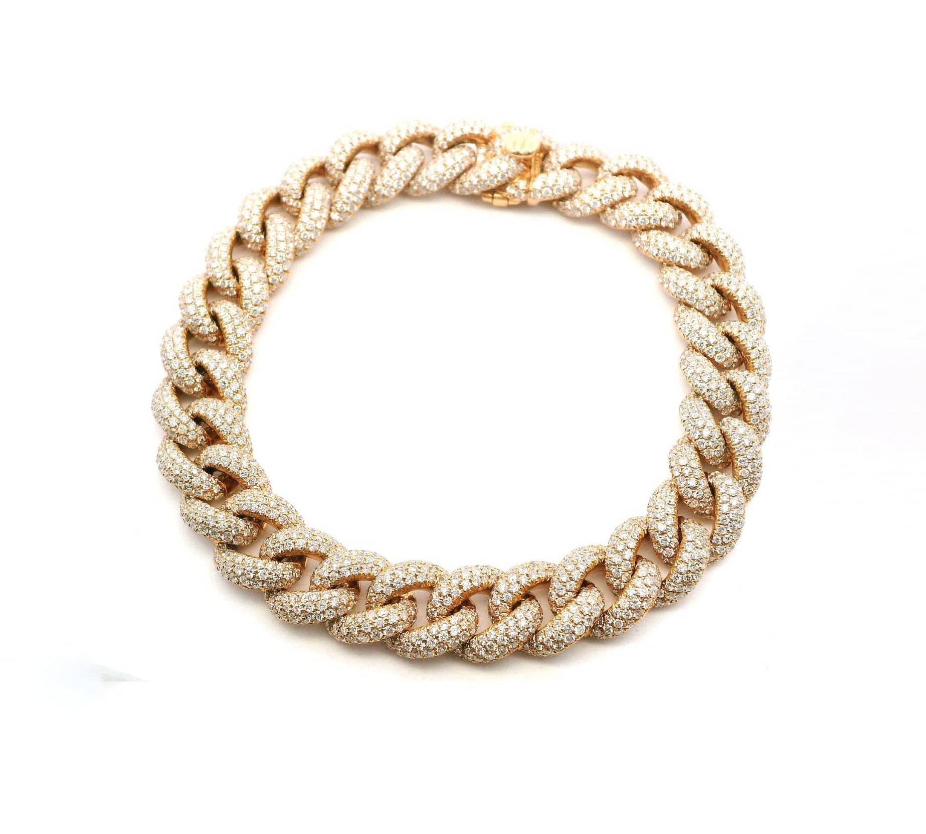 Bracelets 6" / Rose Gold 18K Gold and Puffy Micro-Pave Diamond Cuban Chain Bracelet Signature Piece