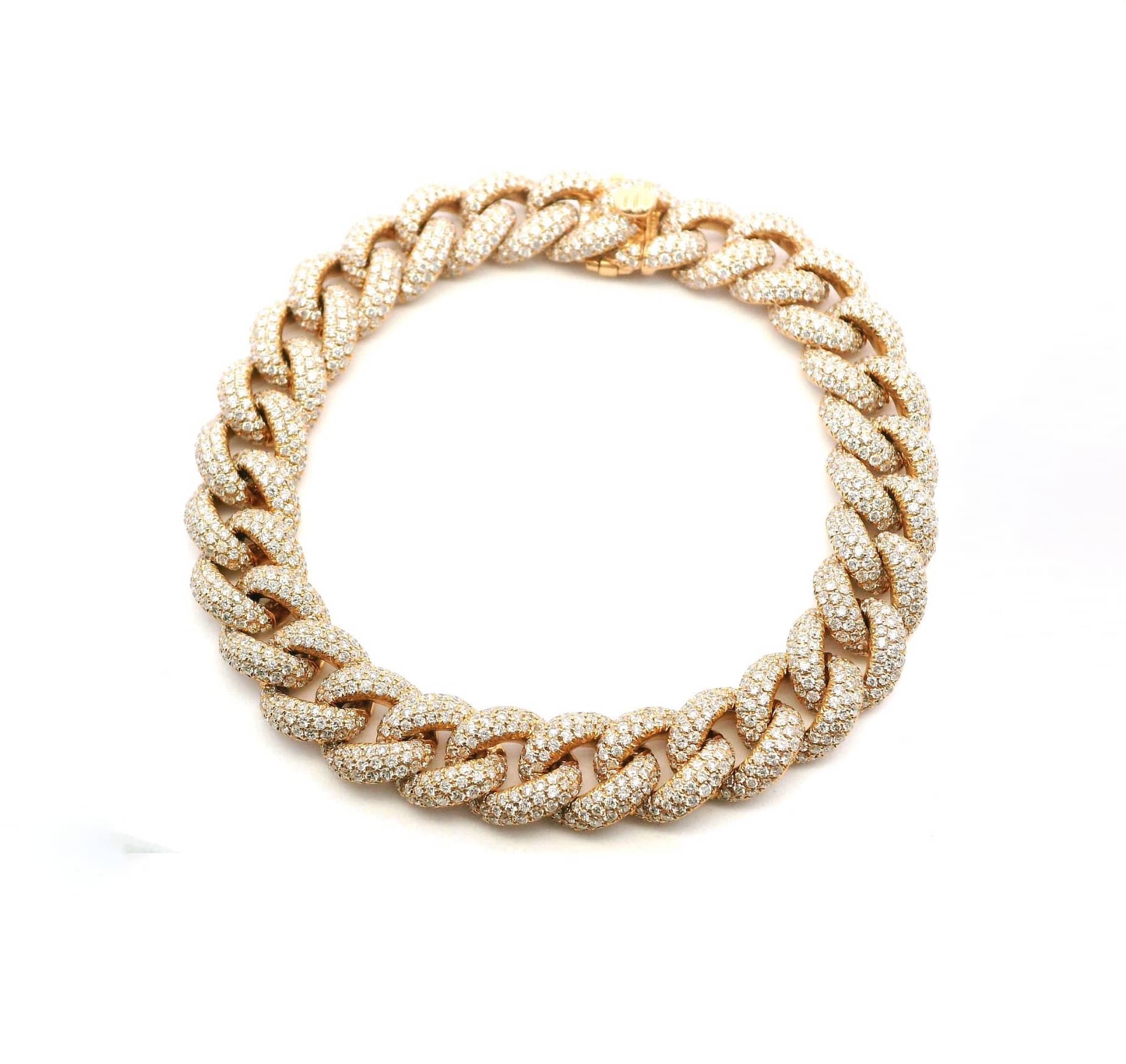 Bracelets 6" / Rose Gold 18K Gold and Puffy Micro-Pave Diamond Cuban Chain Bracelet Signature Piece