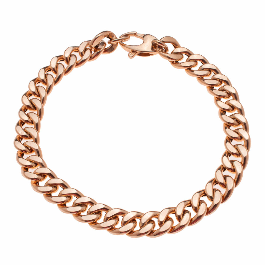 Bracelets 6" / Rose Gold Flat Cuban Link 14K Gold Bracelet 6.5mm