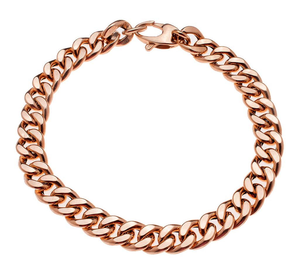 Bracelets 6" / Rose Gold Large Flat 14K Gold Cuban Link Bracelet 9.5mm