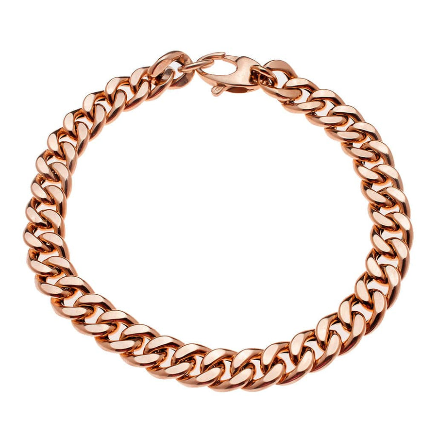 Bracelets 6" / Rose Gold Large Flat 14K Gold Cuban Link Bracelet 9.5mm