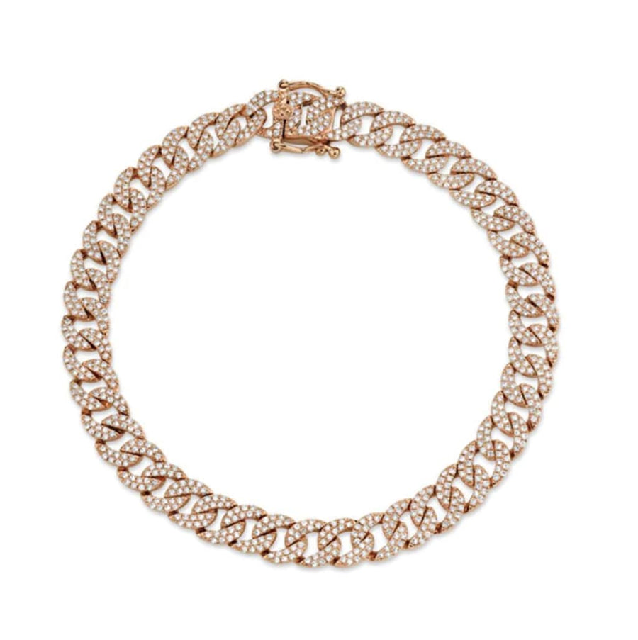 Bracelets 6" / Rose Gold Medium 14K Gold & Micro-Pave Diamonds Cuban Chain Bracelet Signature Piece