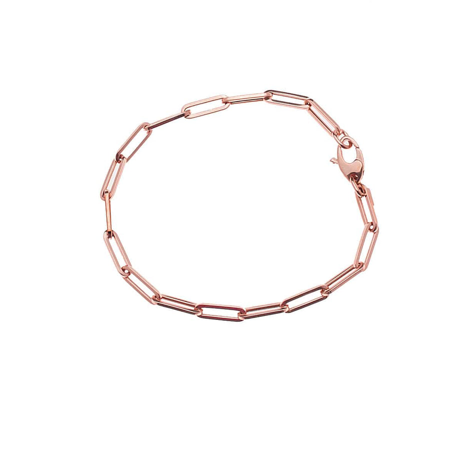 Bracelets 6" / Rose Gold Small 14K Gold Paper Clip Link Bracelet 2mm