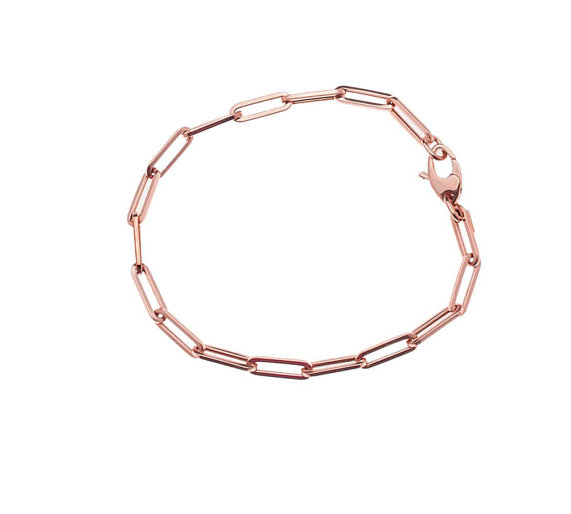 Bracelets 6" / Rose Gold Small 14K Gold Paper Clip Link Bracelet, no clasp