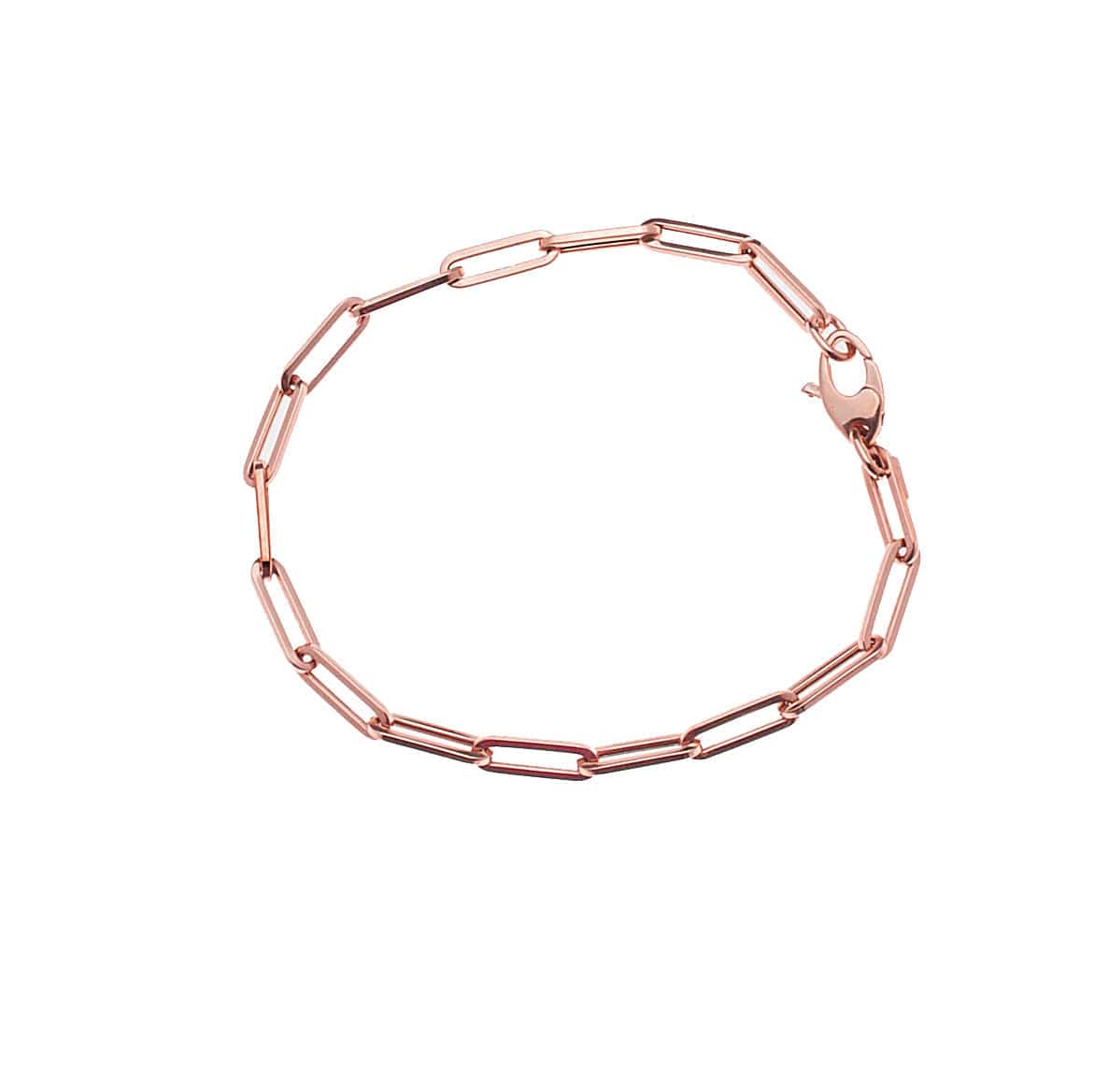 Bracelets 6" / Rose Gold Small 14K Gold Paper Clip Link Bracelet, no clasp