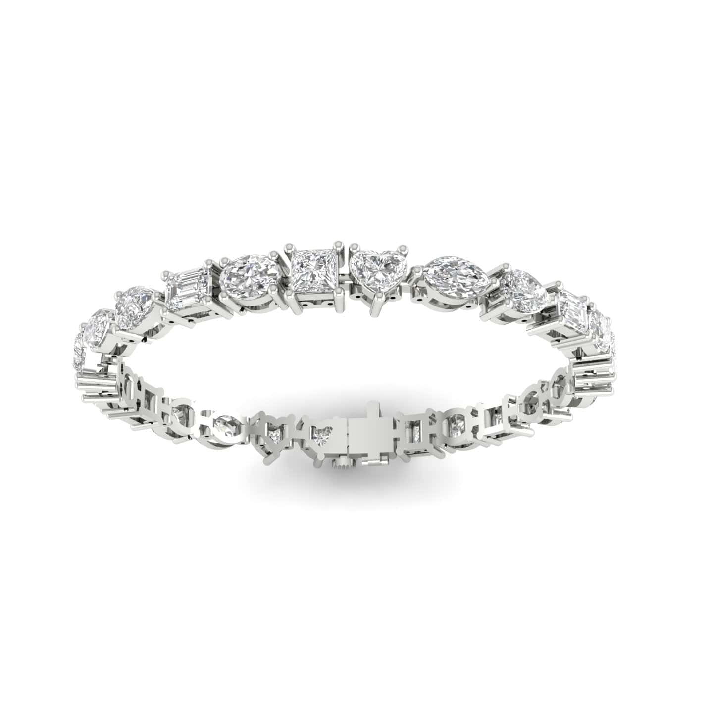 Bracelets 6" / White Gold / 14K 14K or 18K Gold and multi-shape Diamond 8.1 ct Tennis Bracelet Lab Grown