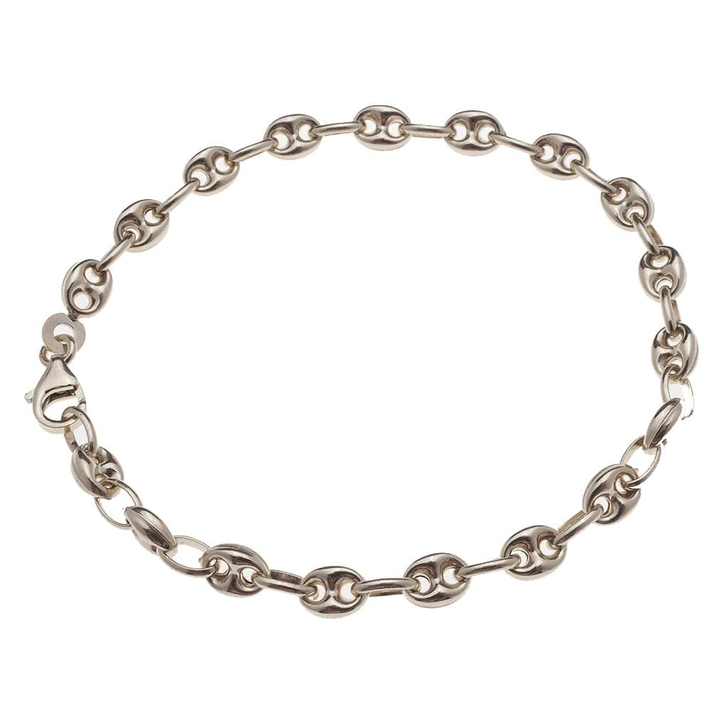 Bracelets 6" / White Gold 14K Gold Anchor Chain Bracelet 5mm