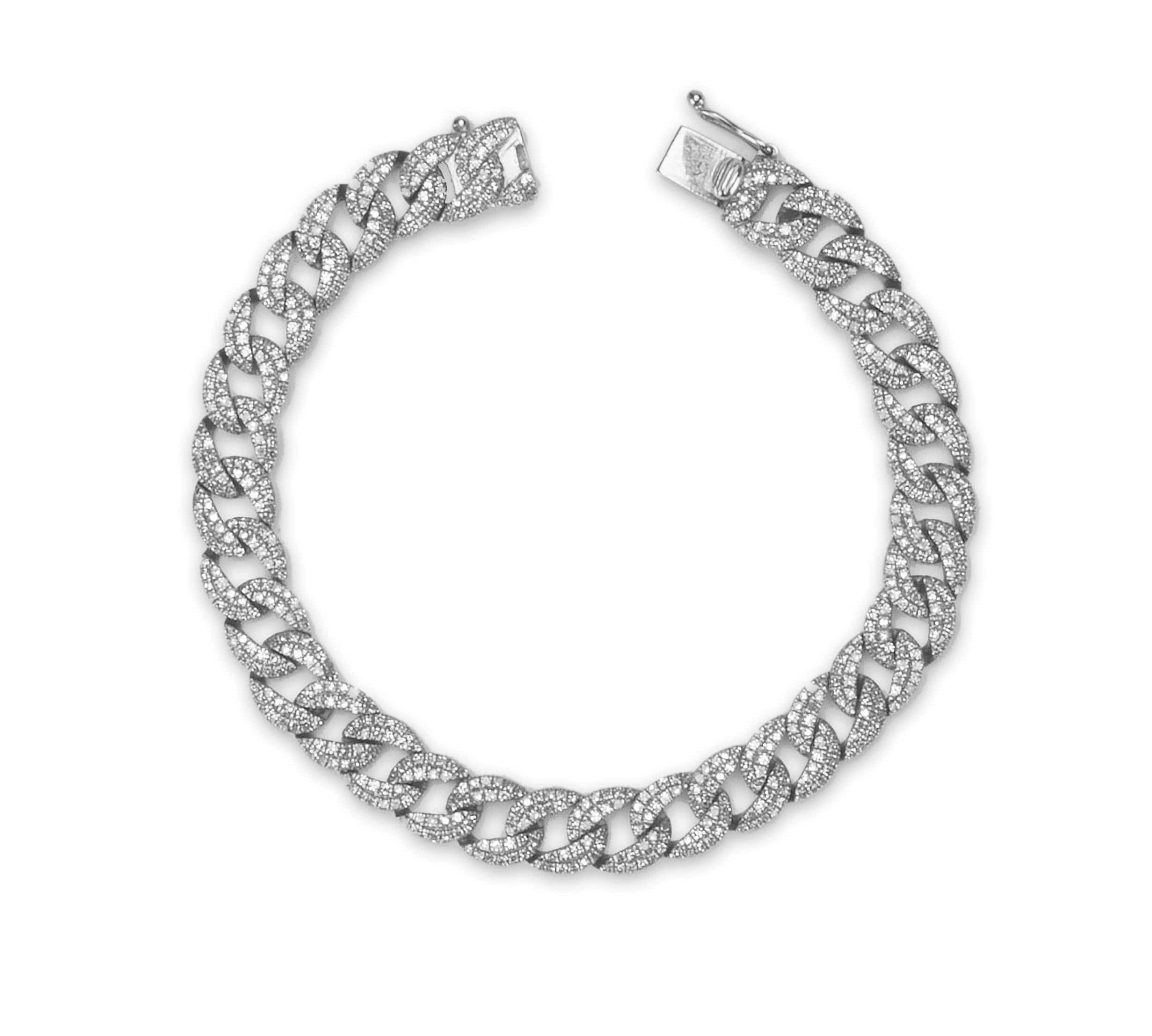 Bracelets 6" / White Gold Large 14K Gold and Micro-Pave Diamond Cuban Chain Bracelet Signature Piece
