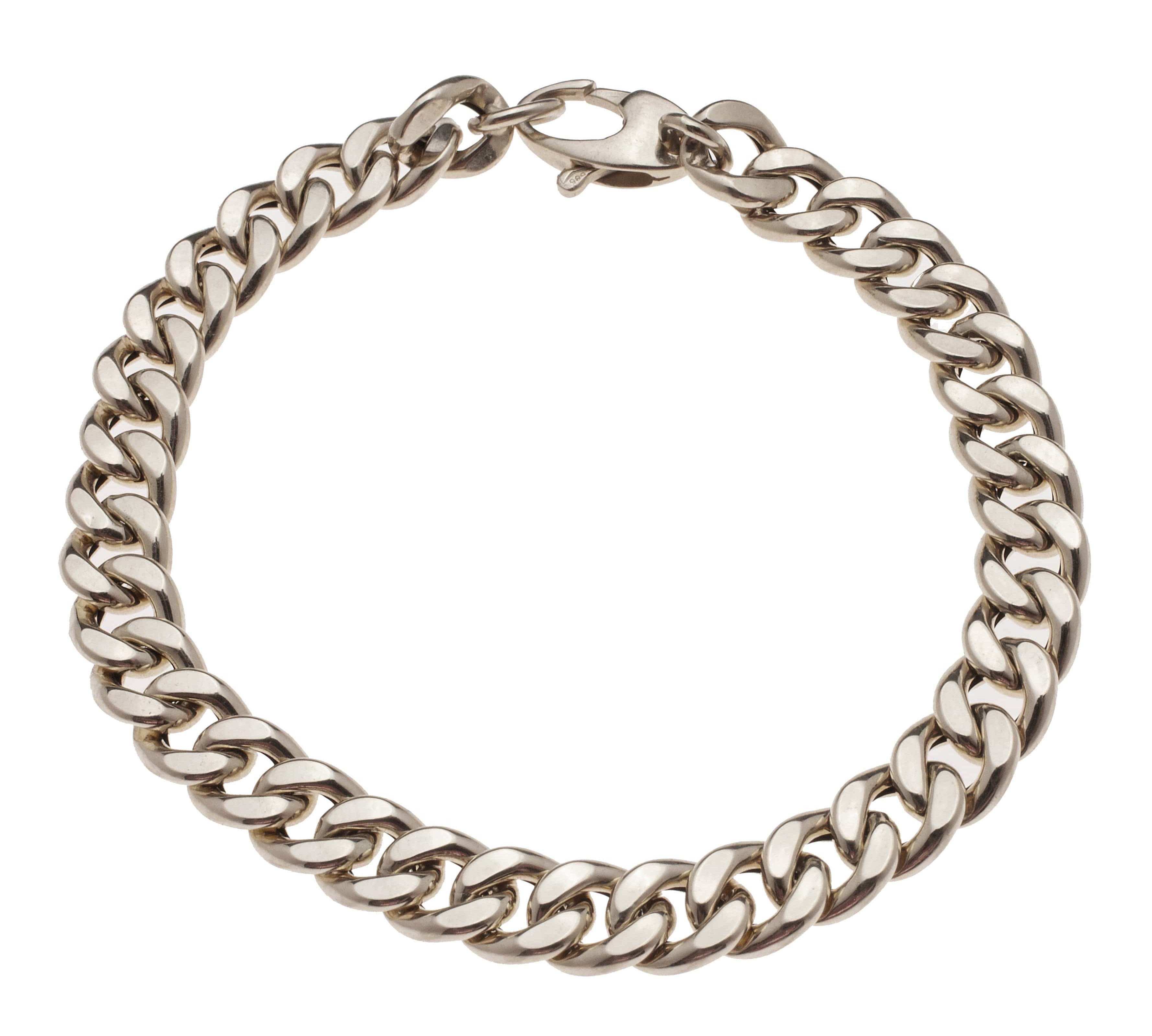 Bracelets 6" / White Gold Large Flat 14K Gold Cuban Link Bracelet 9.5mm