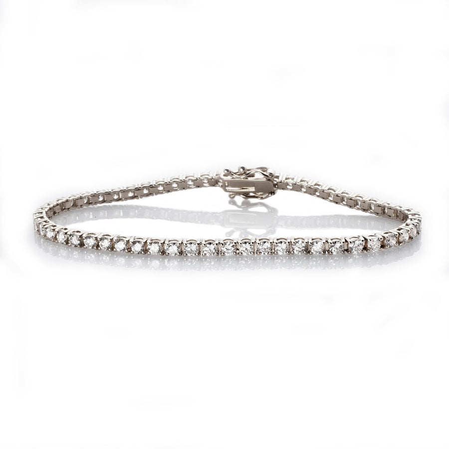 Bracelets 6" / White Gold Medium 14K Gold and Diamond Tennis Bracelet 3 ct 4-Prong Setting