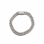 Bracelets 6" / White Gold Medium 14K Gold Jagged Cuban Link Micro-Pave Diamonds and Diamond Clasp