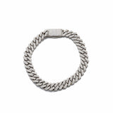Bracelets 6" / White Gold Medium 14K Gold Jagged Cuban Link Micro-Pave Diamonds and Diamond Clasp