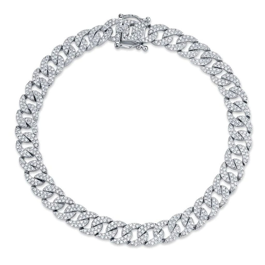 Bracelets 6" / White Gold Medium 14K Gold & Micro-Pave Diamonds Cuban Chain Bracelet Signature Piece