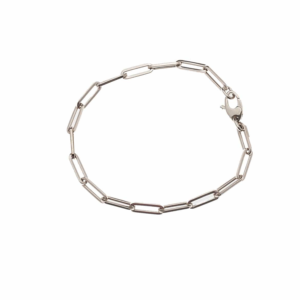 Bracelets 6" / White Gold Small 14K Gold Paper Clip Link Bracelet, no clasp