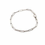 Bracelets 6" / White Gold Small 14K Gold Paper Clip Link Bracelet, no clasp