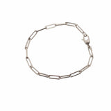 Bracelets 6" / White Gold Small 14K Gold Paper Clip Link Bracelet, no clasp