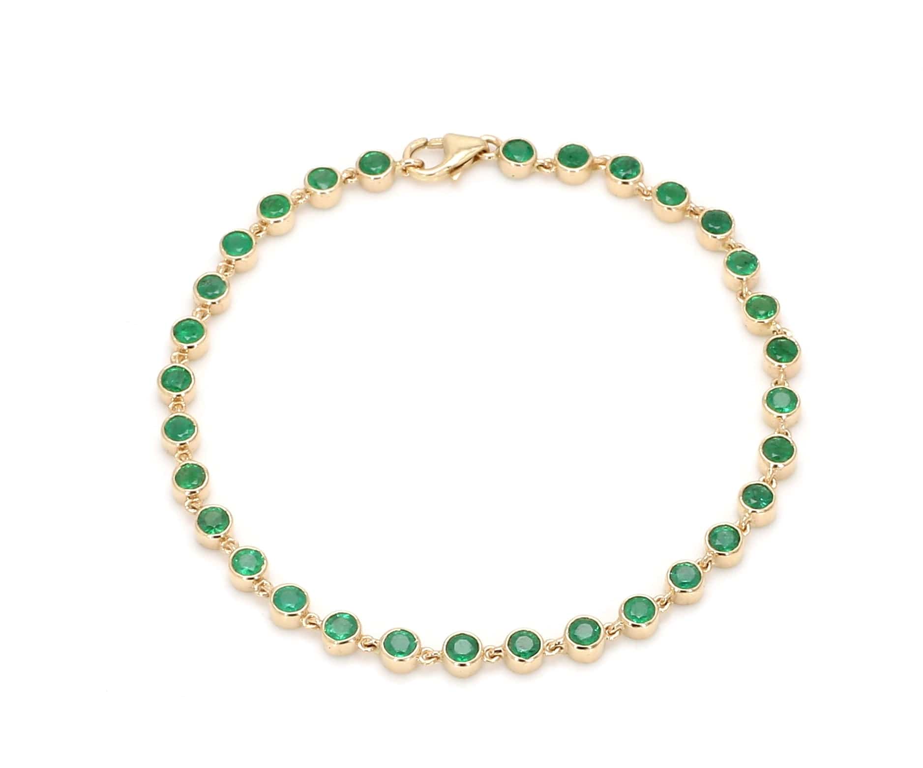 Bracelets 6" / yellow gold / 14K 14K & 18K Gold Emerald Bezel Link Bracelet