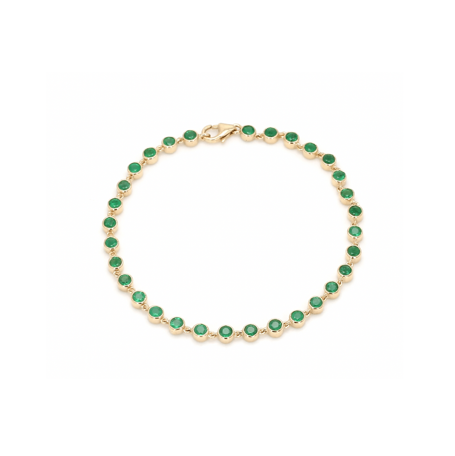 Bracelets 6" / yellow gold / 14K 14K & 18K Gold Emerald Bezel Link Bracelet