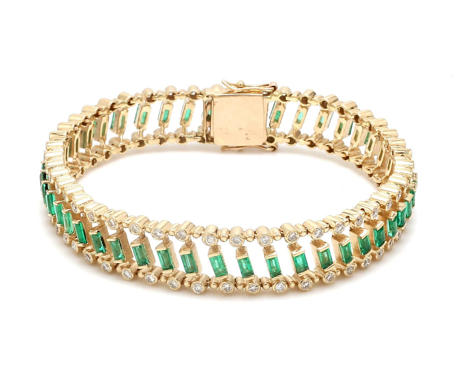 Bracelets 6" / yellow gold / 14K 14K & 18K Gold Emerald Dot-Dash Bracelet
