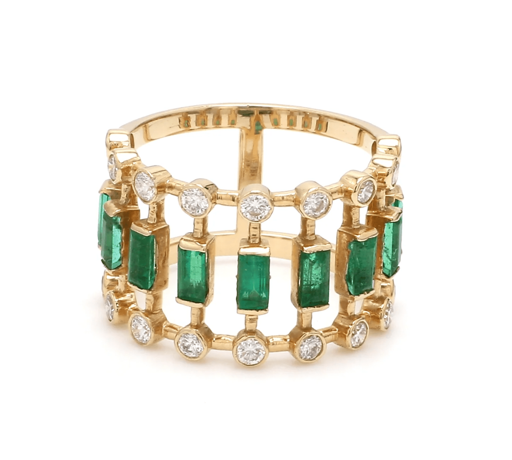 Bracelets 6" / yellow gold / 14K 14K & 18K Gold Emerald Dot-Dash Ring
