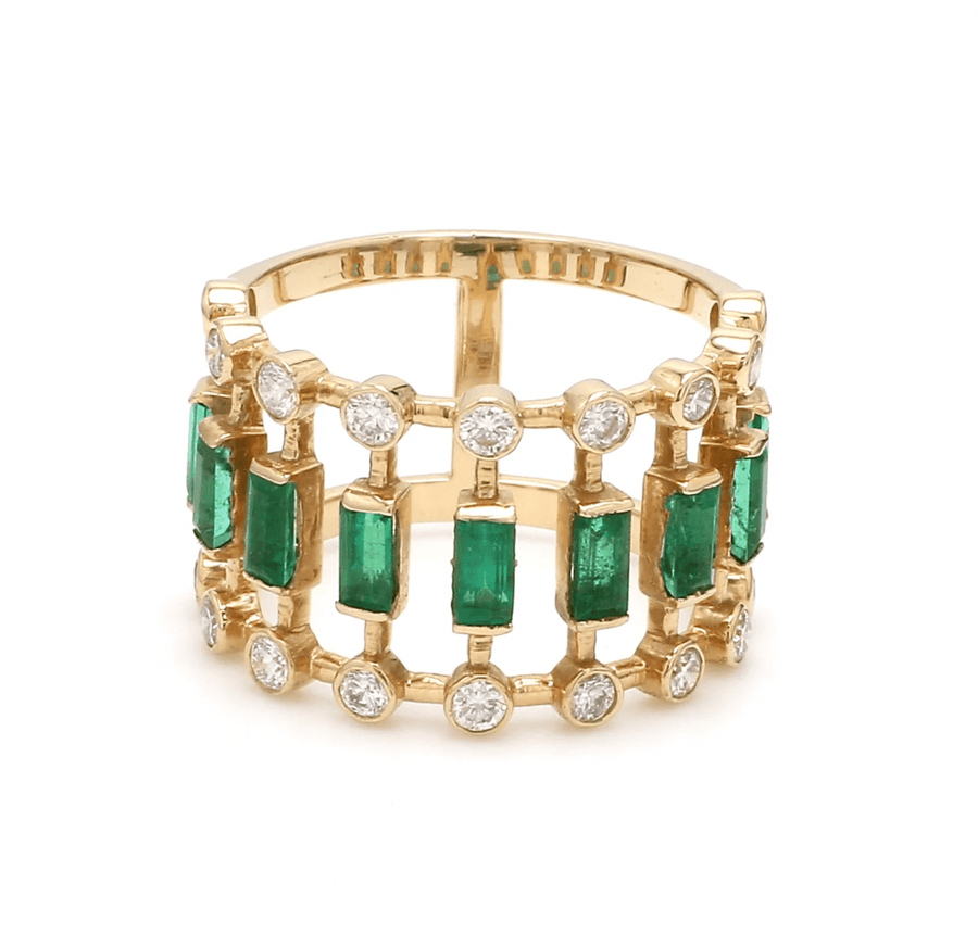 Bracelets 6" / yellow gold / 14K 14K & 18K Gold Emerald Dot-Dash Ring