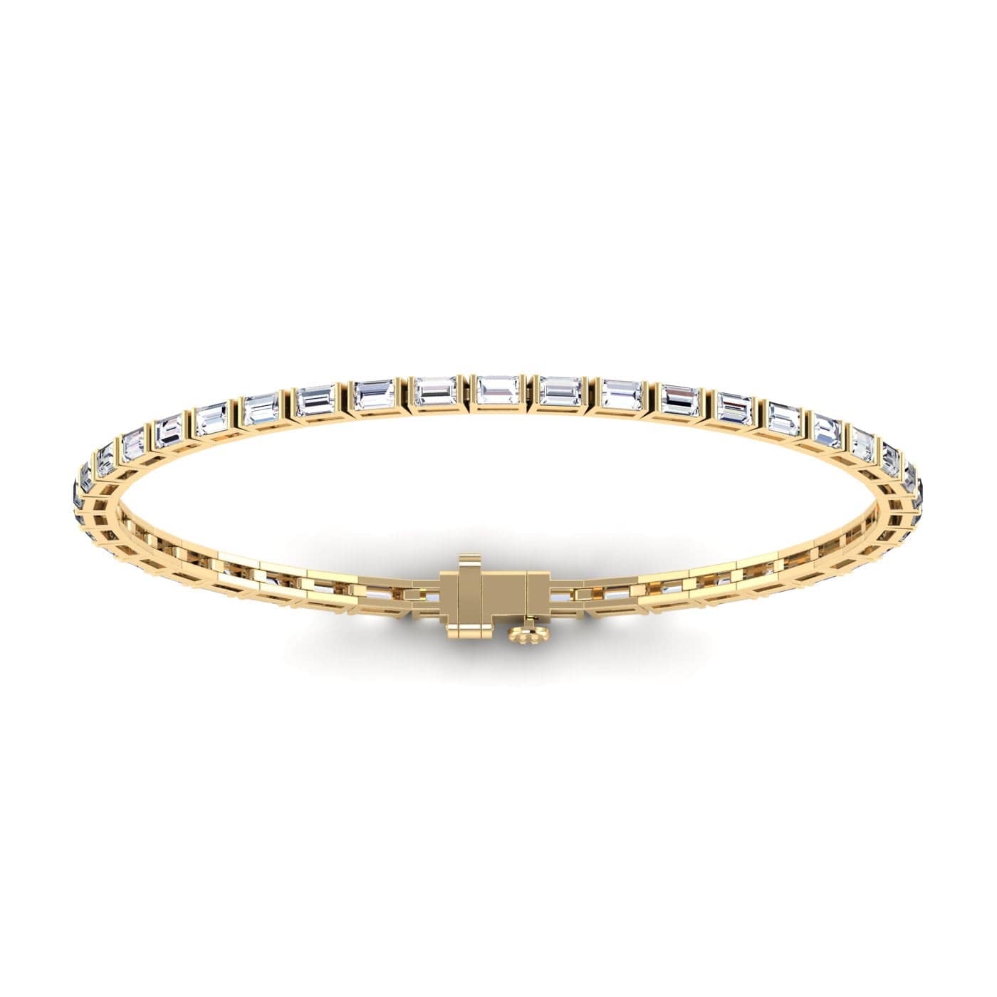 Bracelets 6" / Yellow Gold / 14K 14K & 18K Gold horizontal Baguette Cut DiamondTennis Bracelet 7 ct, 4-prong setting, Lab Grown