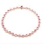 Bracelets 6" / yellow gold / 14K 14K & 18K Gold Pink Sapphire Bezel Link Bracelet