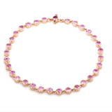 Bracelets 6" / yellow gold / 14K 14K & 18K Gold Pink Sapphire Bezel Link Bracelet