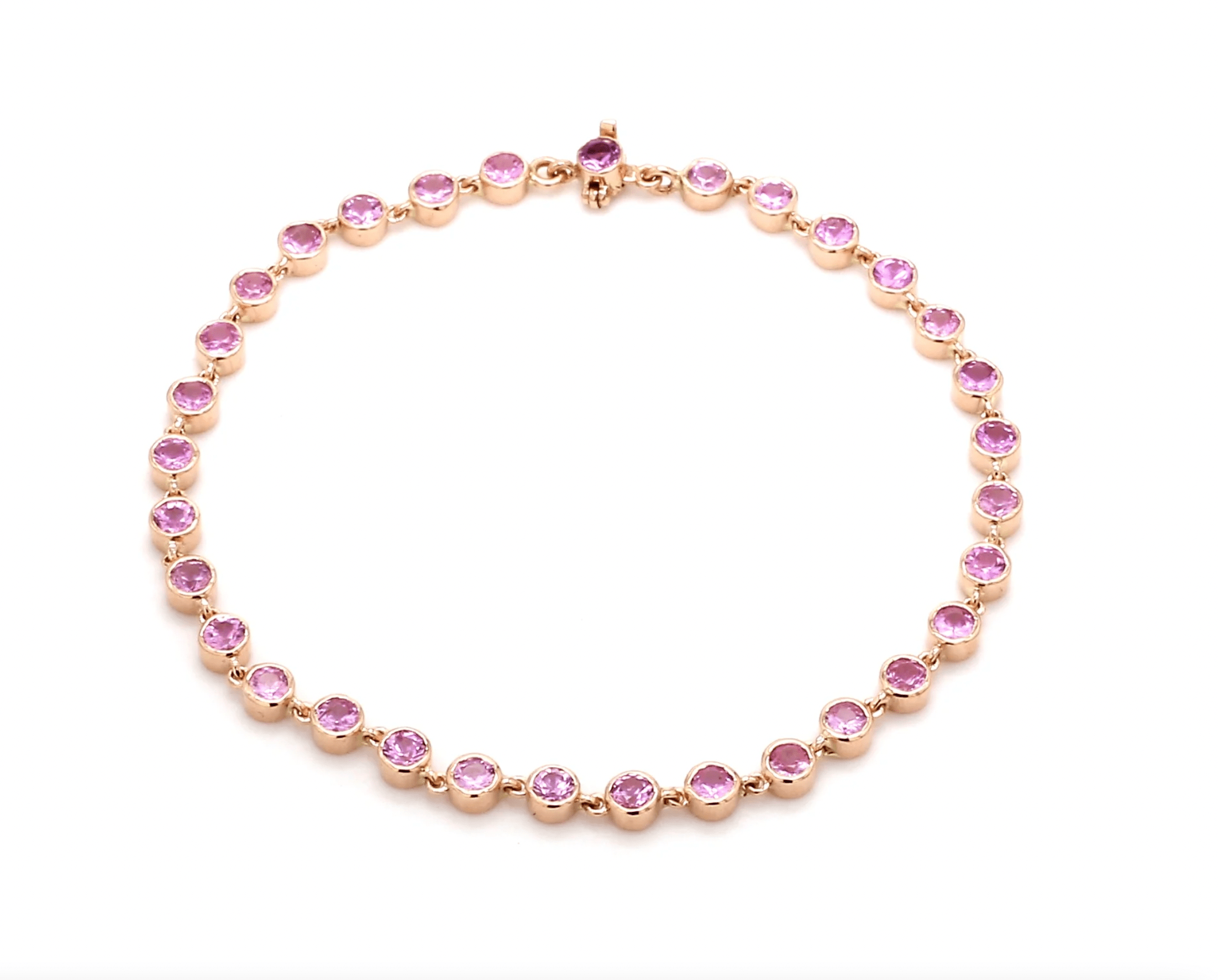 Bracelets 6" / yellow gold / 14K 14K & 18K Gold Pink Sapphire Bezel Link Bracelet