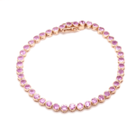 Bracelets 6" / yellow gold / 14K 14K & 18K Gold Pink Sapphire Bezel Tennis Bracelet, Large
