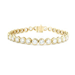 Bracelets 6" / Yellow Gold / 14K 14K Gold and Diamond Tennis Bracelet Bezel Set, 9.76 cts Lab Grown