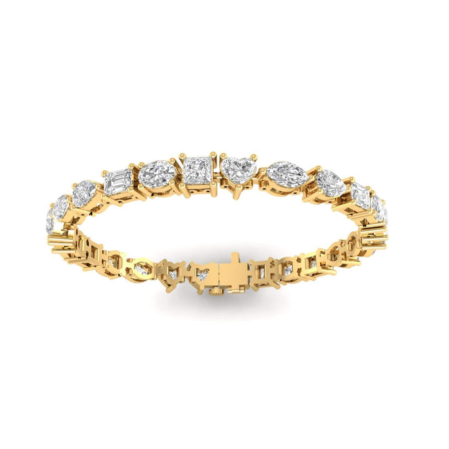 Bracelets 6" / Yellow Gold / 14K 14K or 18K Gold and multi-shape Diamond 12.5 ct Tennis Bracelet, Lab Grown