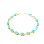 Bracelets 6" / yellow gold 14K Gold Bezel Set Turquoise Tennis Bracelet