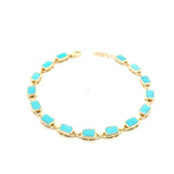 Bracelets 6" / yellow gold 14K Gold Bezel Set Turquoise Tennis Bracelet