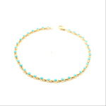 Bracelets 6" / yellow gold 14K Gold Bezel Set Turquoise Tennis Bracelet