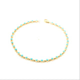 Bracelets 6" / yellow gold 14K Gold Bezel Set Turquoise Tennis Bracelet