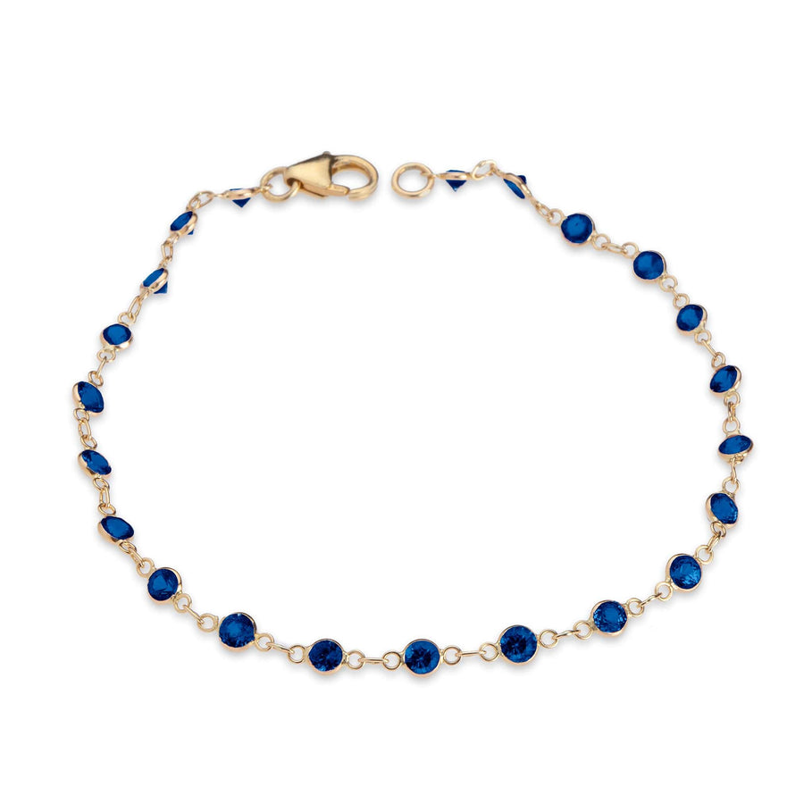 Bracelets 6" / yellow gold 14K Gold Blue Sapphire Strand Bracelet