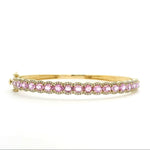 Bracelets 6" / Yellow Gold 14K Gold Scalloped Pink Sapphire and Diamond Bangle Bracelet