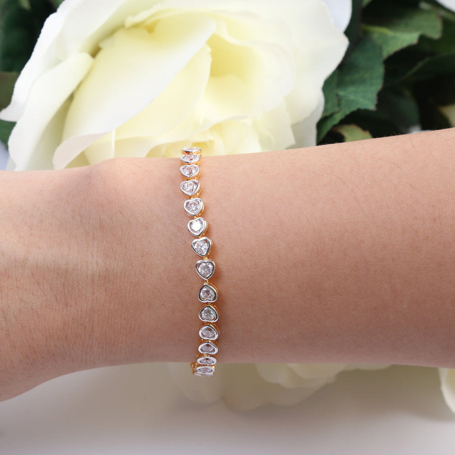Heart shaped diamond tennis bracelet Clearance