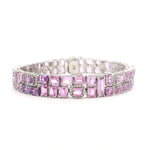 Bracelets 6" / yellow gold / 18K 18K Gold Geometiric Pink Sapphire And Diamonds Bracelet