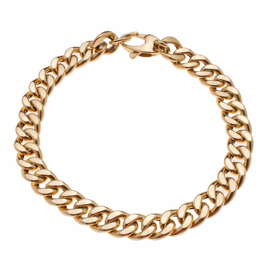 Bracelets 6" / Yellow Gold Flat Cuban Link 14K Gold Bracelet 6.5mm