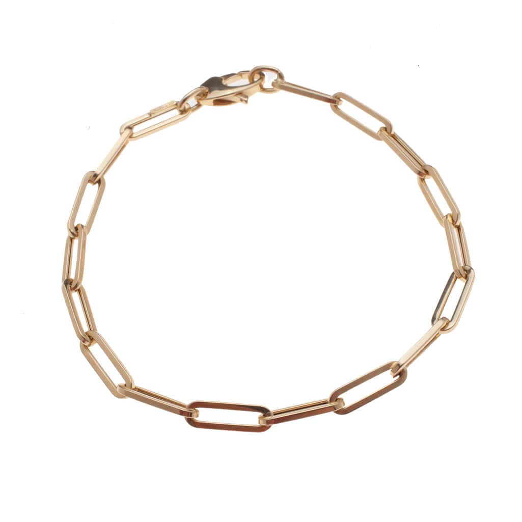 Bracelets 6" / Yellow Gold Large 14K Gold Paper Clip Link Bracelet