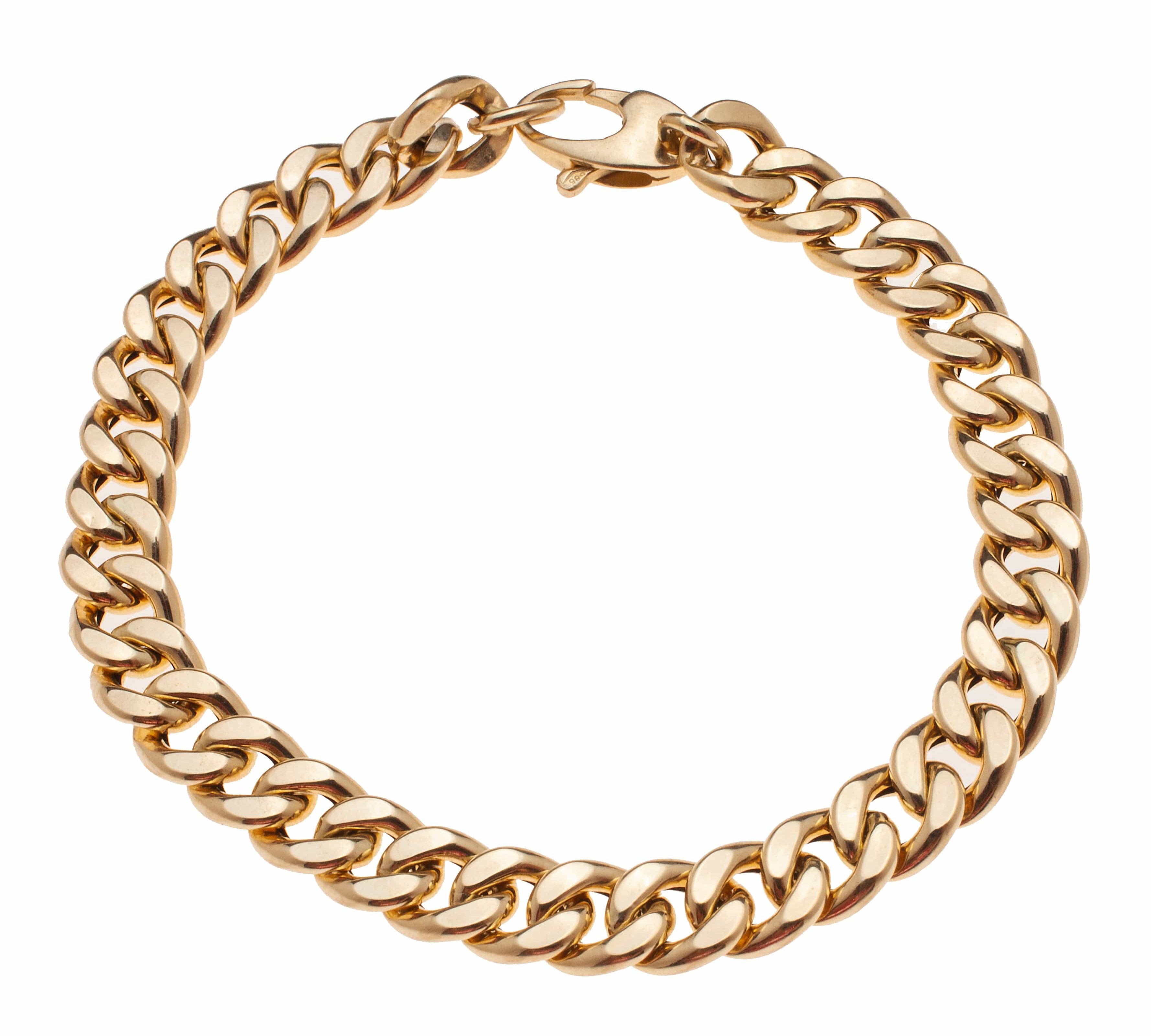 Bracelets 6" / Yellow Gold Large Flat 14K Gold Cuban Link Bracelet 9.5mm