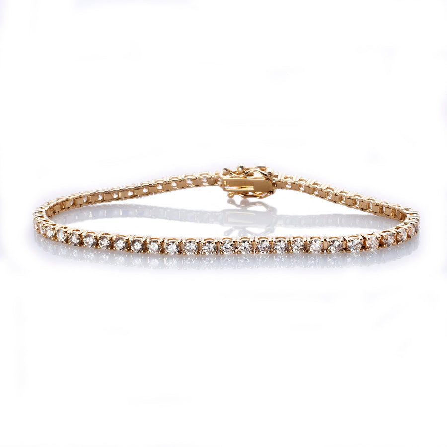 Bracelets 6" / Yellow Gold Medium 14K Gold and Diamond Tennis Bracelet 3 ct 4-Prong Setting