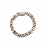 Bracelets 6" / Yellow Gold Medium 14K Gold Jagged Cuban Link Micro-Pave Diamonds and Diamond Clasp
