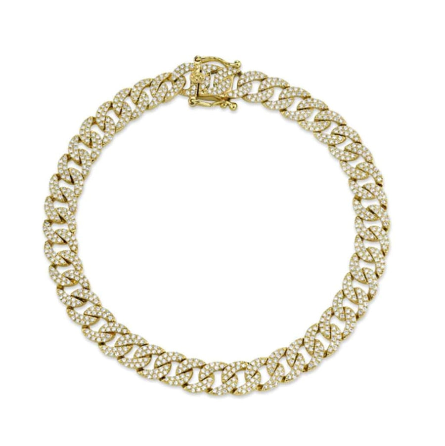 Bracelets 6" / Yellow Gold Medium 14K Gold & Micro-Pave Diamonds Cuban Chain Bracelet Signature Piece