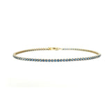 Bracelets 6" / Yellow Gold Mini 14K Gold and Blue Sapphire Tennis Bracelet, Invisible Setting