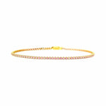 Bracelets 6" / Yellow Gold Mini 14K Gold and Pink Sapphire Tennis Bracelet, Invisible Setting