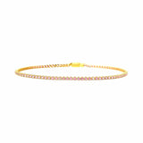 Bracelets 6" / Yellow Gold Mini 14K Gold and Pink Sapphire Tennis Bracelet, Invisible Setting